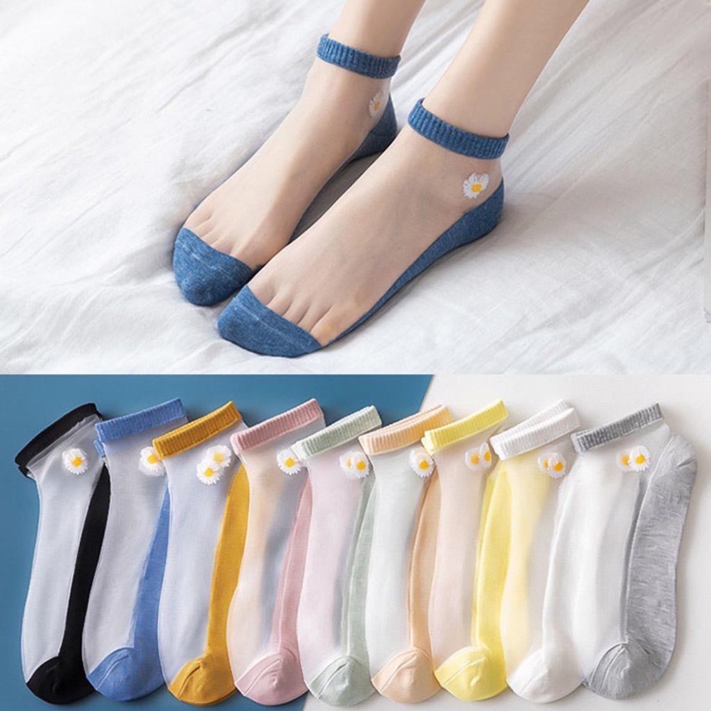 Combo 10 đôi tất nữ, vớ chân ren lưới công chúa hoa cúc hot trend