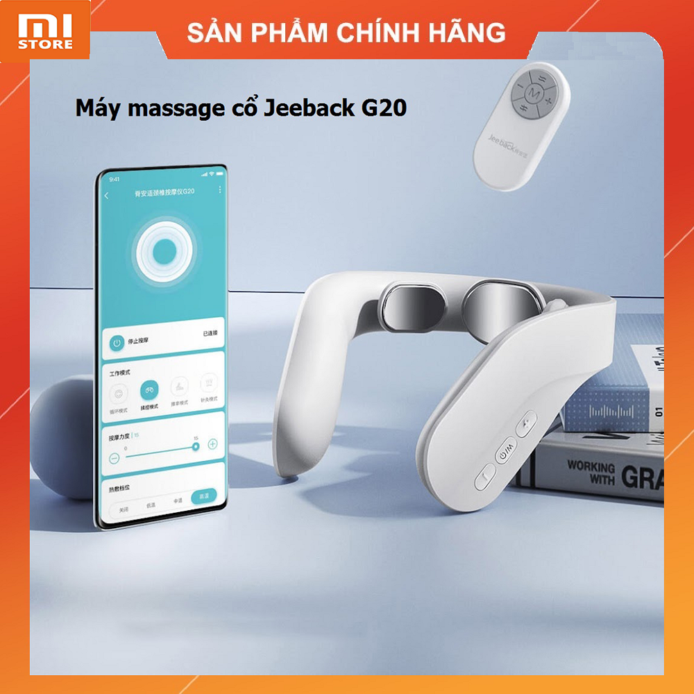 Máy massage cổ thông minh Jeeback G20 thế hệ mới cho người làm văn phòng sử dụng sóng EMS, có remote điều khiển và kết nối app