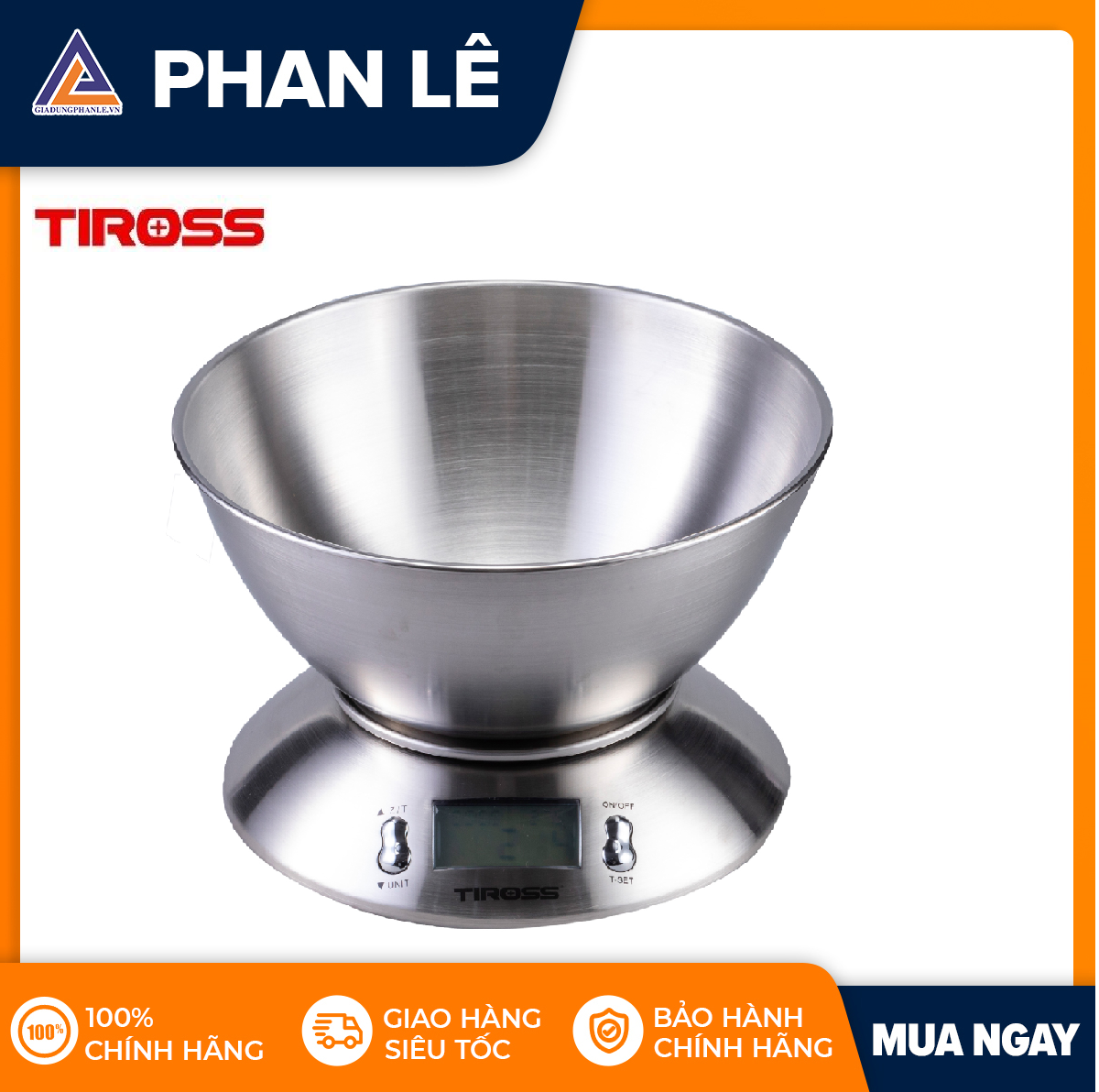 Cân nhà bếp điện tử 5kg (+/-2g) Tiross TS817 (inox)