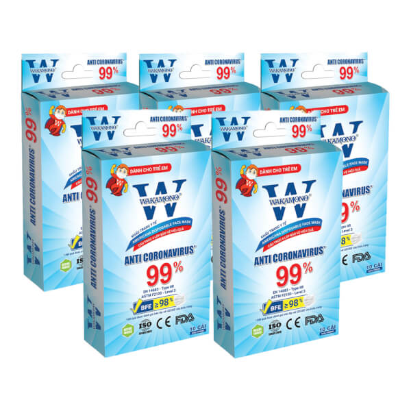 KHẨU TRANG Y TẾ WAKAMONO - COMBO 5 hộp - (4 Lớp, 50 cái)