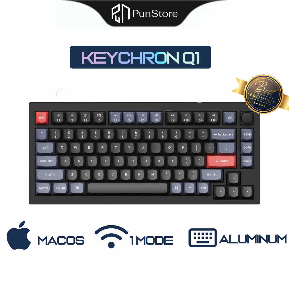 [CHÍNH HÃNG] Bàn Phím Cơ Keychron Q1 V2 Knob ( Có Núm Vặn ) (QMK / Gasket Mount / Hotswap / RGB) - Bảo Hành 12 Tháng - Bàn phím cơ Macbook