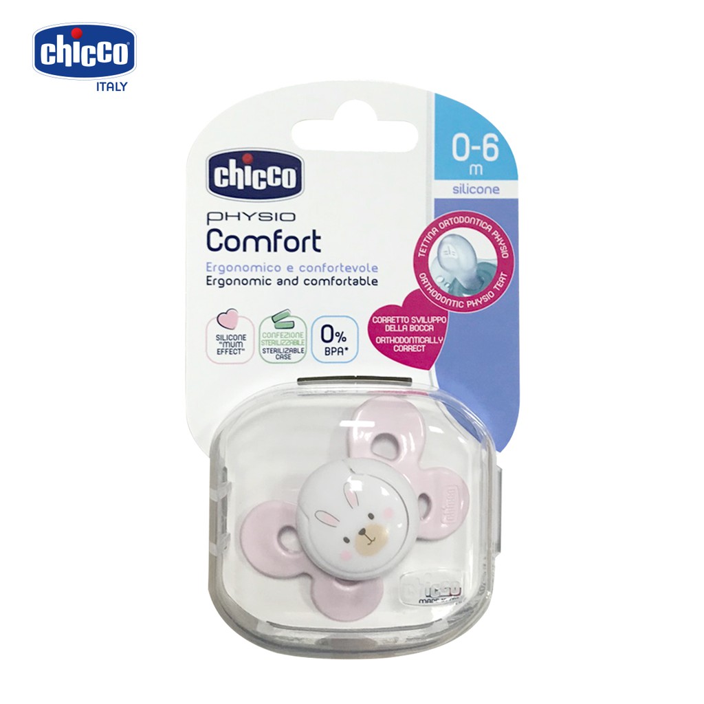 Ty ngậm silicon Chicco Physio Comfort màu hồng 0 - 6M