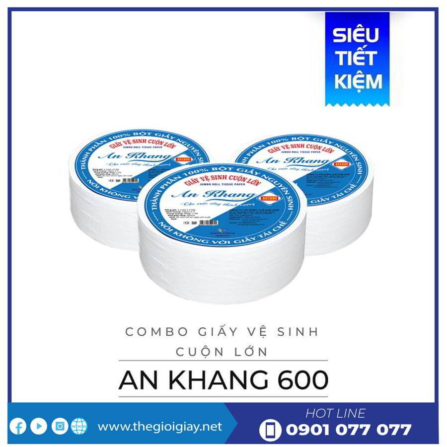Giấy Vệ Sinh Cuộn Lớn An Khang Caro600