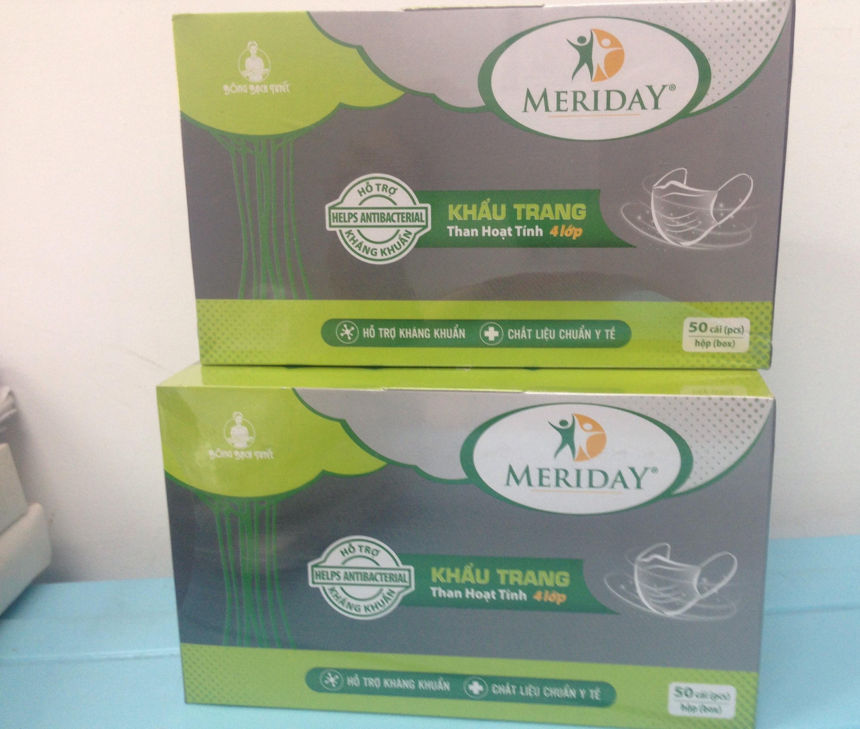 [HCM]Khẩu trang than hoạt tính 4 lớp Meriday