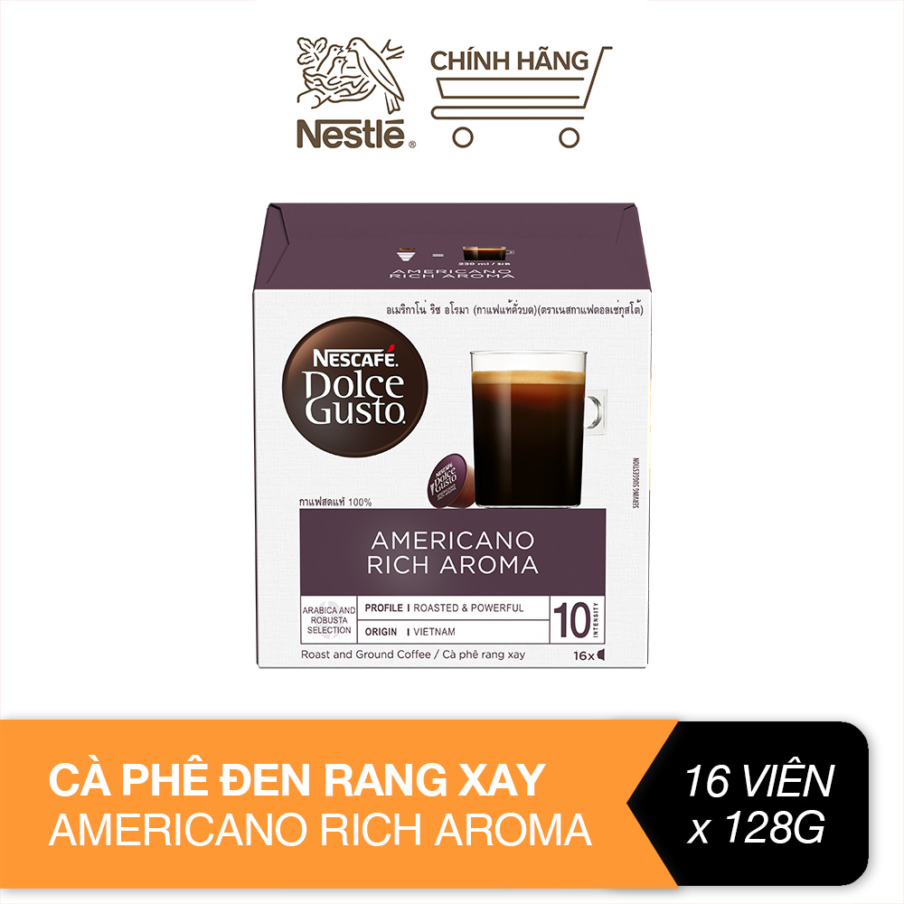 Cà phê rang xay Nescafé Dolce Gusto - Americano Rich Aroma hộp 128g 16