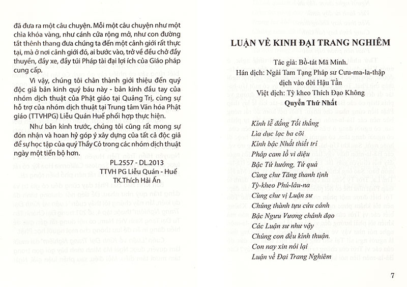 Luận Về Kinh Đại Trang Nghiêm