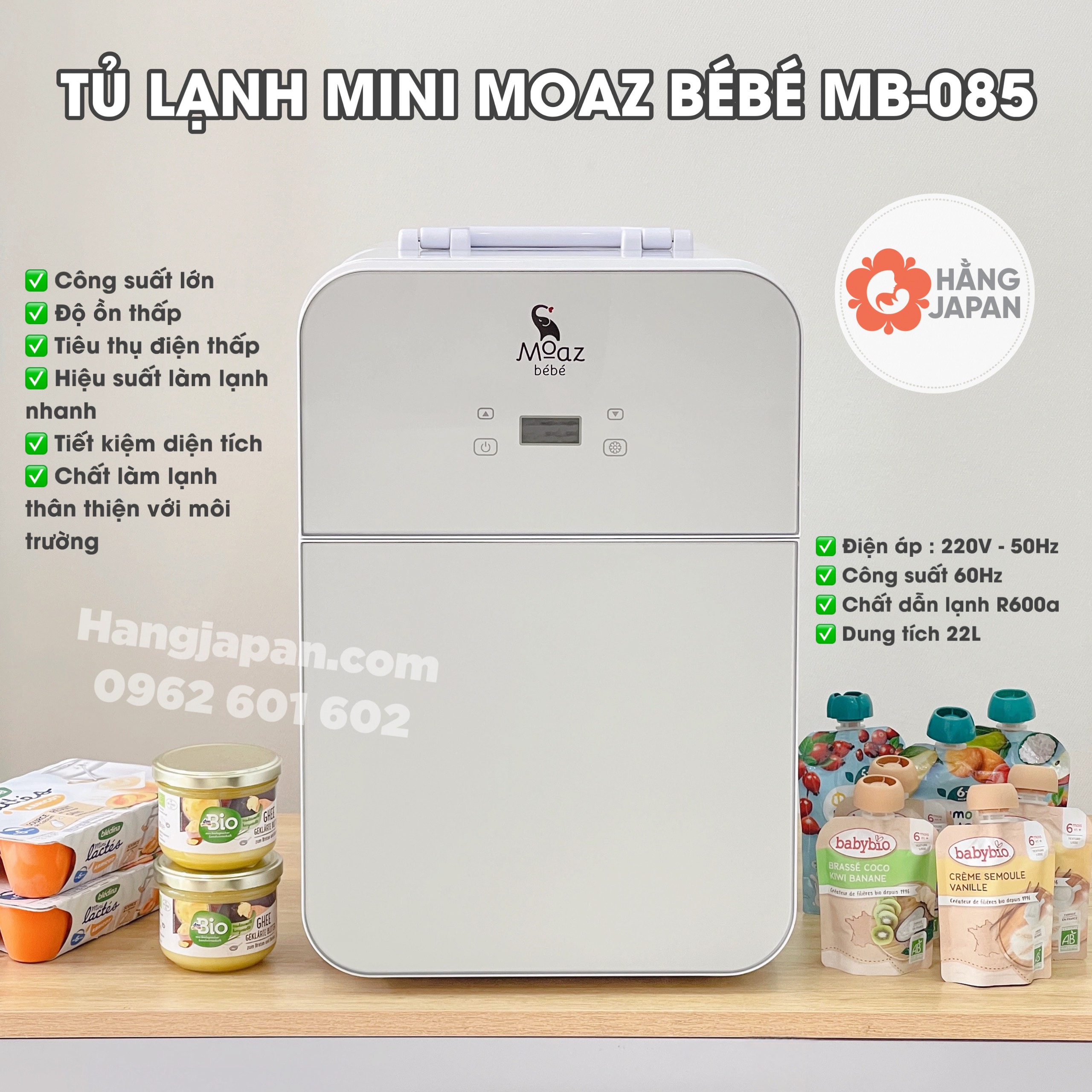 Tủ lạnh mini moaz bebe mb-085 22 lít