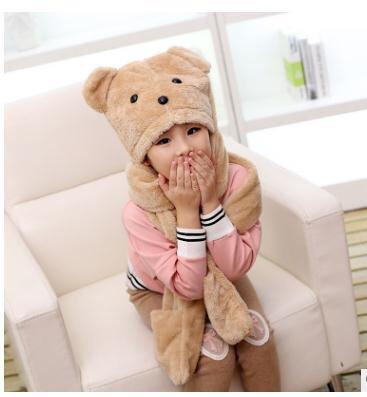 Mũ gấu 3in1 liền khăn và Xỏ tay cho bé