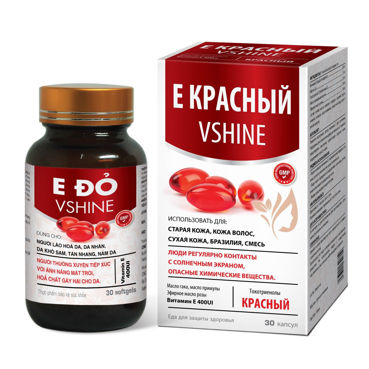 Viên uống vitamin e đỏ vshine lọ 30v