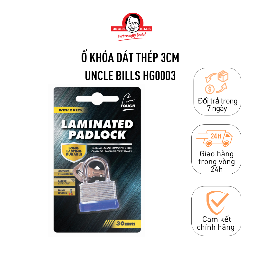 Steel Padlock 3cm Uncle Bills HG0003