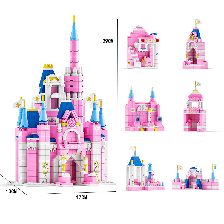 1000 Chi Tiết- Đồ chơi lắp ráp lego Lâu đài công chúa màu hồng, Mô hình lắp ráp/ bộ xếp hình lâu đài siêu đẹp đồ chơi lego cho bé gái