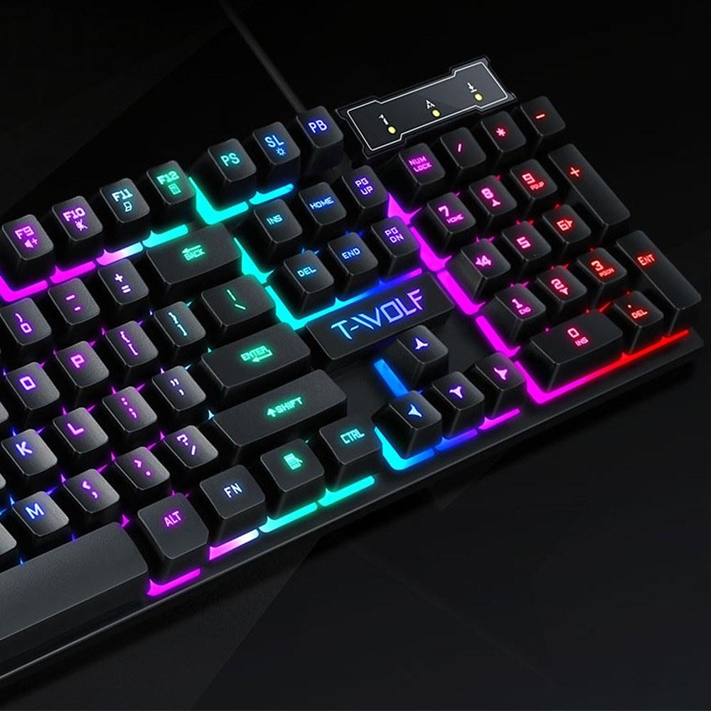 Bàn phím led game T Wolf T20 giả cơ keyboard có đèn 7 màu