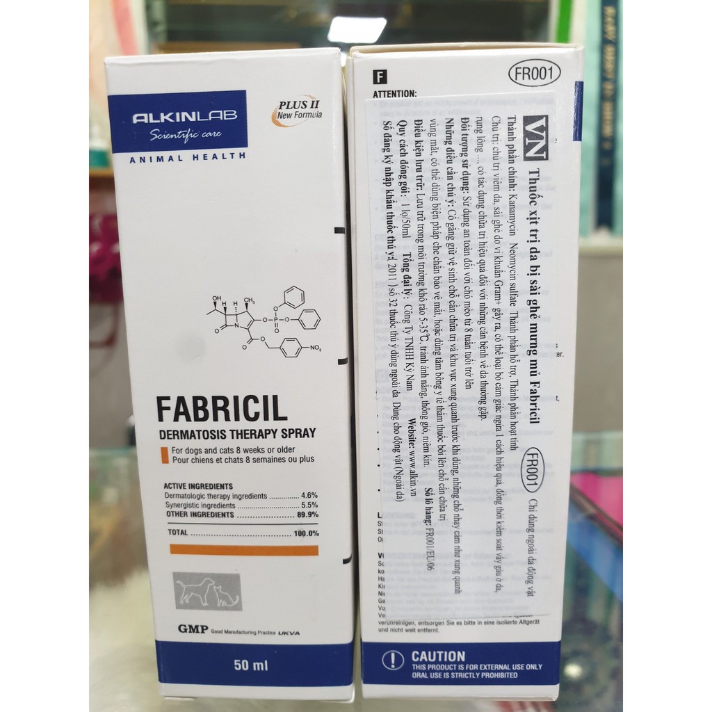 DUNG DỊCH XỊT DA CHÓ MÈO CÓ MỦ FABRICIL 50ML