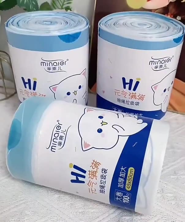 Combo 3 cuộn túi đựng rác mèo MINAIER có dây rút