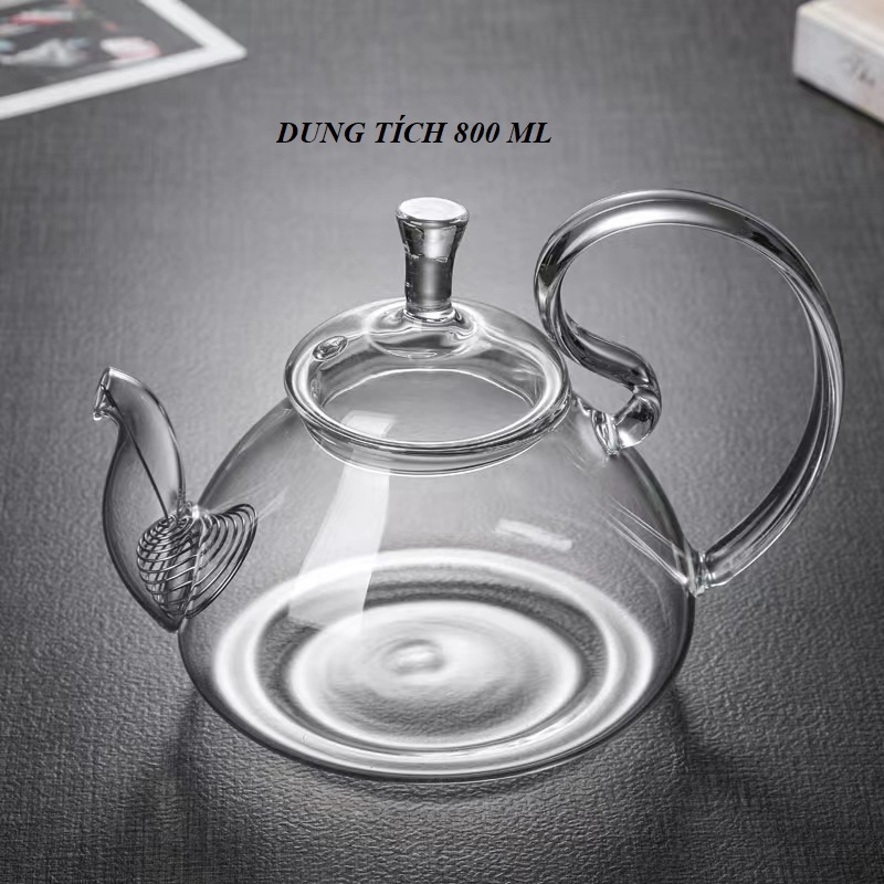 Ấm, bình thủy tinh pha trà có lõi lọc