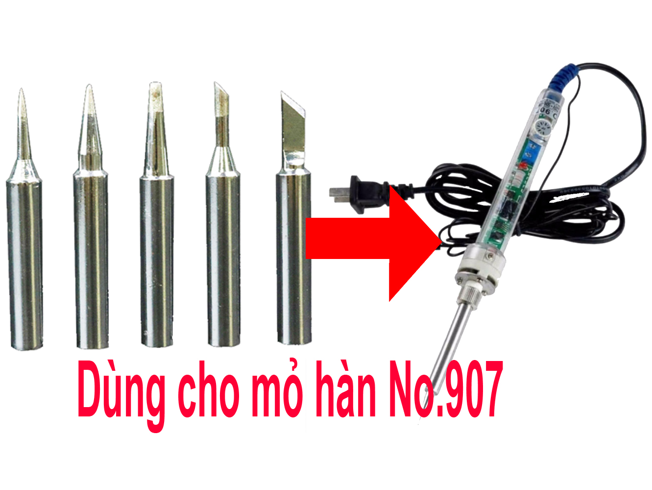 Bộ 5 đầu hàn khác nhau cho mỏ hàn 907