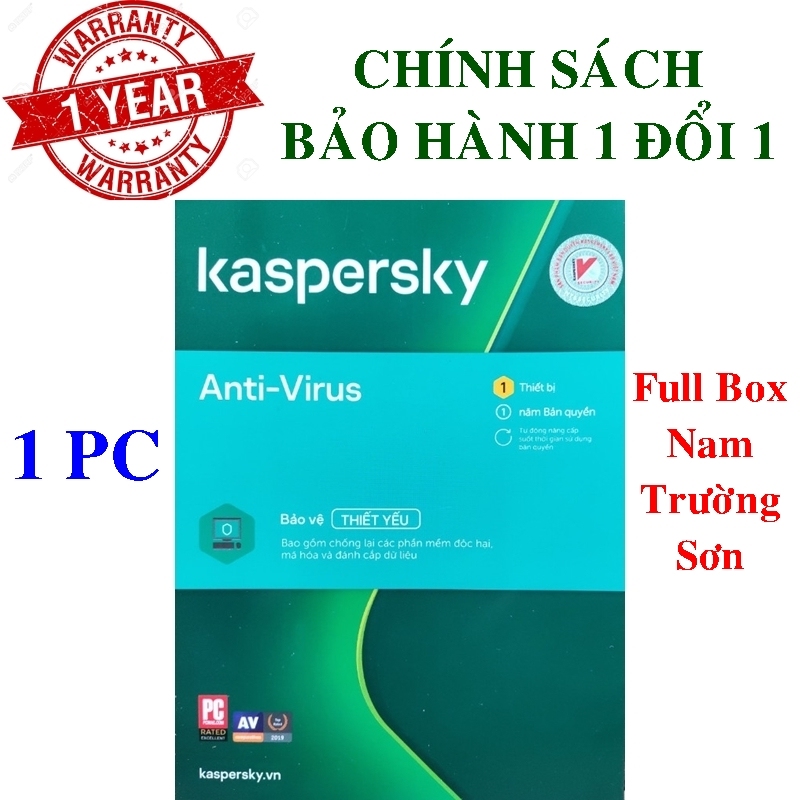 Bảng giá Phần mềm diệt virus Kaspersky Anti Virus 1 Thiết bị/Năm - BOX NAM TRƯỜNG SƠN Phong Vũ
