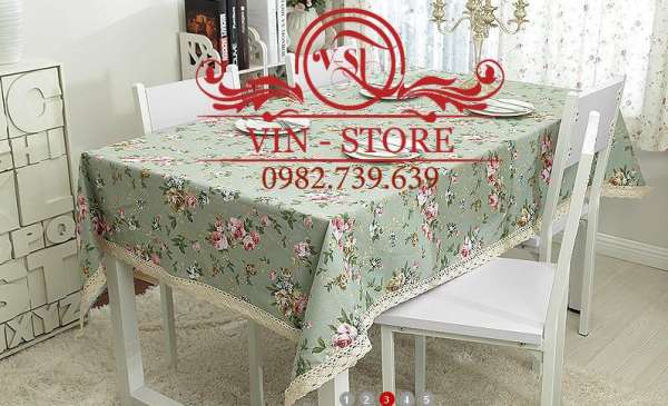 140x140cm KB007 Khăn trải bàn Hoa Xanh Pastel Cao Cấp Vinstore Homedecor khăn trải bàn đẹp khăn ăn khăn bàn tablecolths tableware flower canvas vintage tea dining table cafe fabric linen cotton