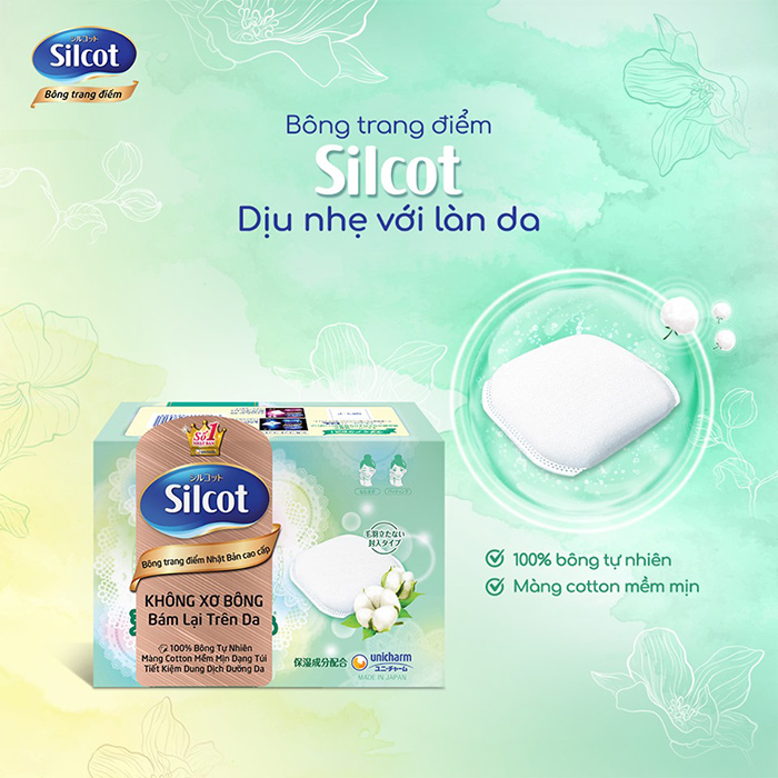 Bông tẩy trang Silcot Unicharm Nhật Bản