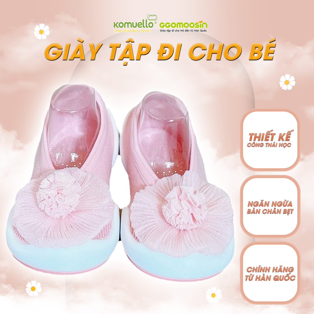 Giày tập đi cho bé cưng hàn quốc -flat pink flower