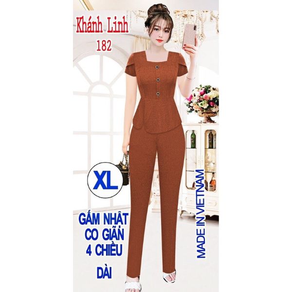 Đồ bộ nữ hàng thiết kế vải Gấm nhật ( M 182) ống đứng