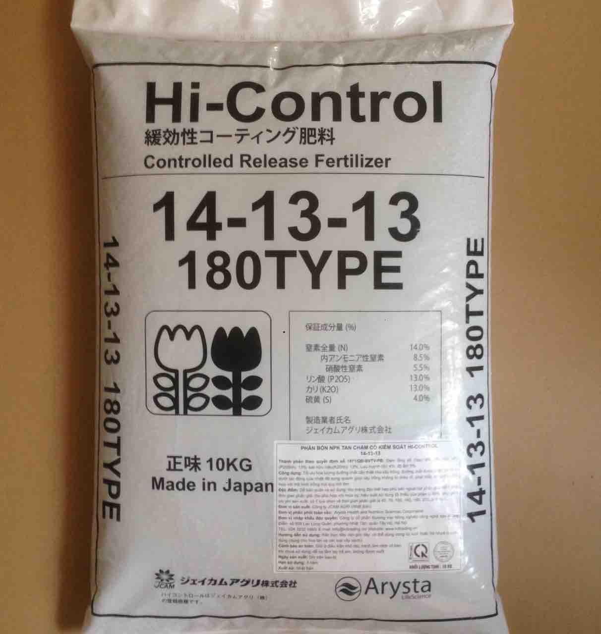 Phân bón NPK tan chậm có kiểm soát HI-CONTROL 14-13-13 TYPE ( GIÁ BÁN BAO 10KG)