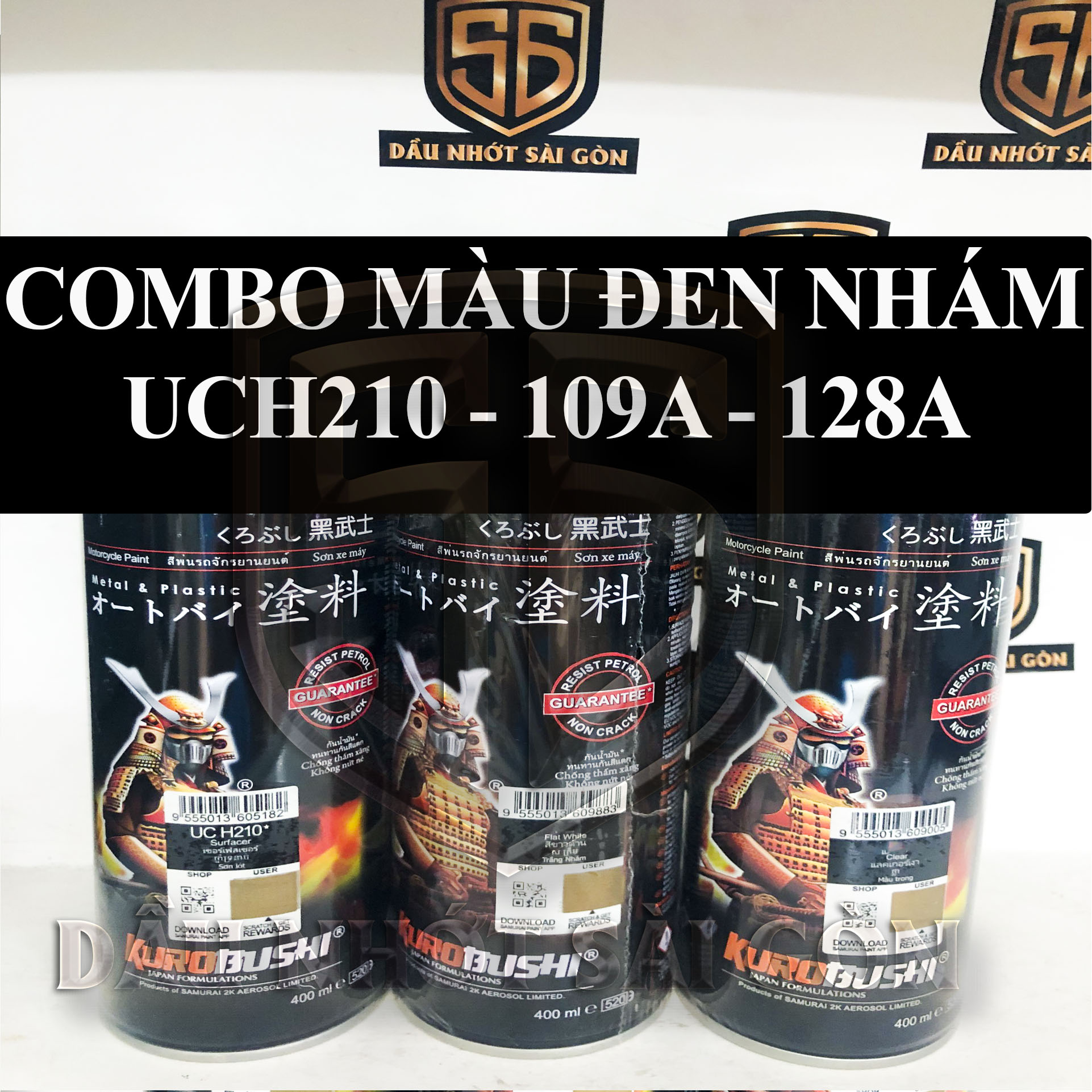 [Bộ 3 CHAI] COMBO SƠN SAMURAI MÀU ĐEN NHÁM 109A