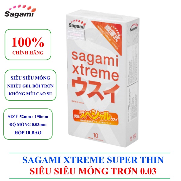 [SAGAMI] Bao cao su SAGAMI siêu siêu mỏng nhất thế giới SAGAMI Xtreme Super Thin 0.03mm bao cao su mỏng trơn nhiều gel nhập khẩu