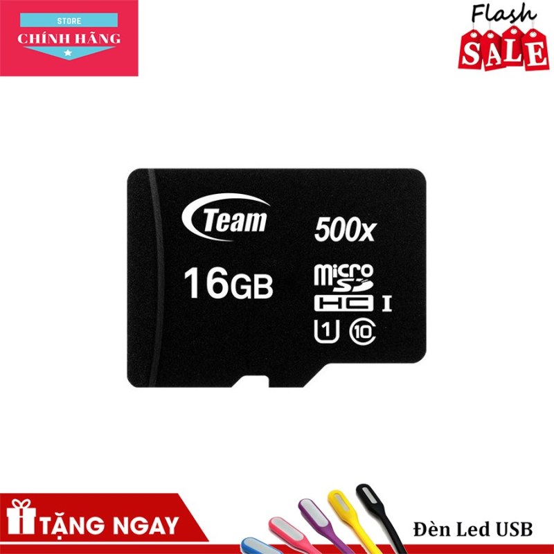 Thẻ nhớ micro SDHC Team 16GB class 10 (Đen) + Đầu đọc thẻ micro ngẫu nhiên - Bảo Hành 3 Năm