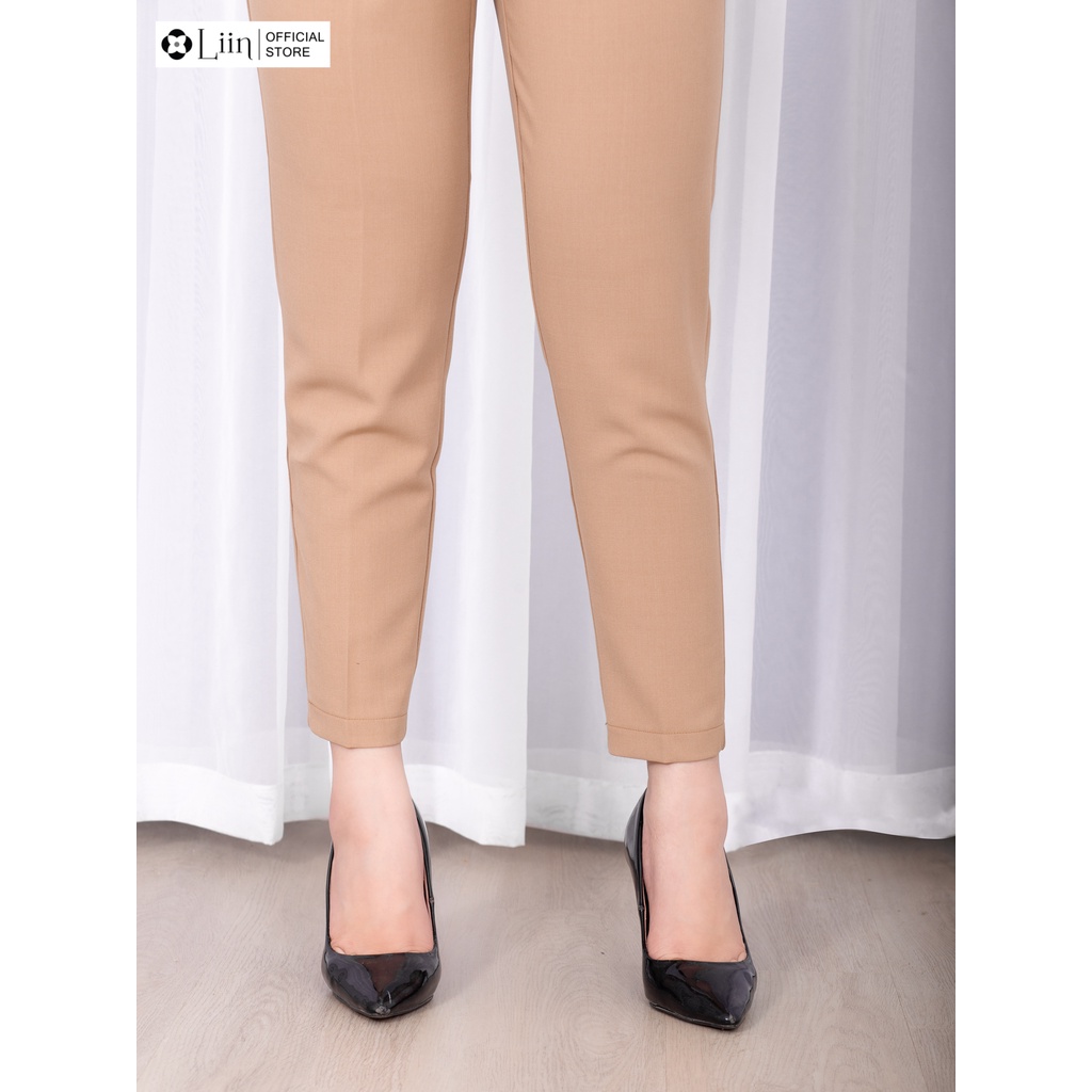 Quần baggy nữ, form công sở cách điệu đai chữ D thời thượng liin clothing Q3574