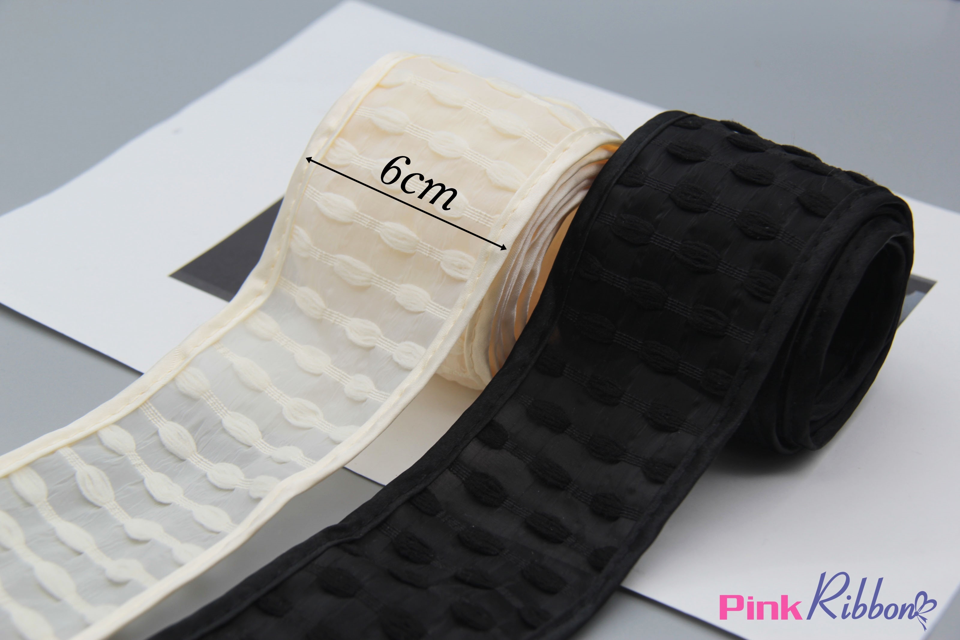 RB vải voan kẻ hạt nổi 6cm