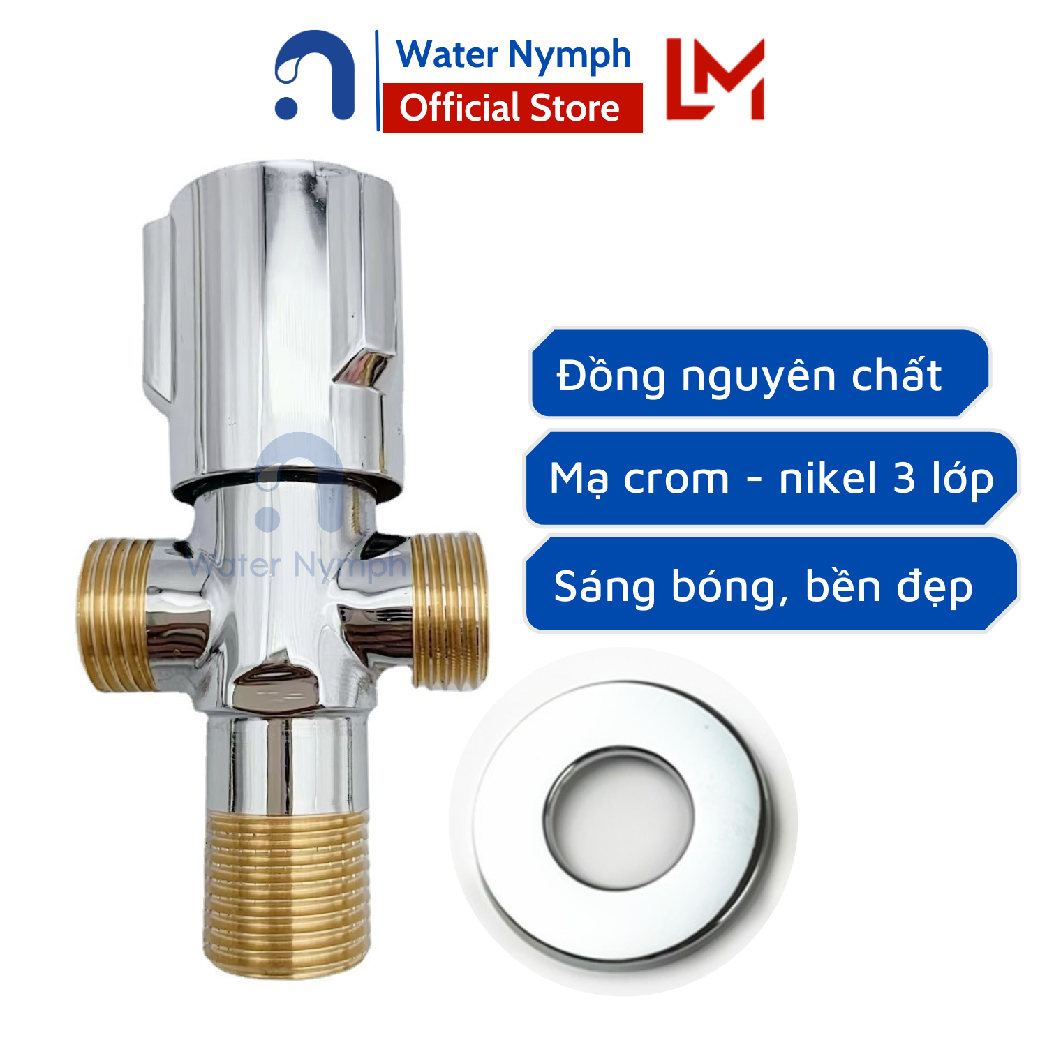 Van giảm áp, van chia nước, khoá đường nước T, van F Waternymph bằng đồng thau Waternymph hàng cao cấp