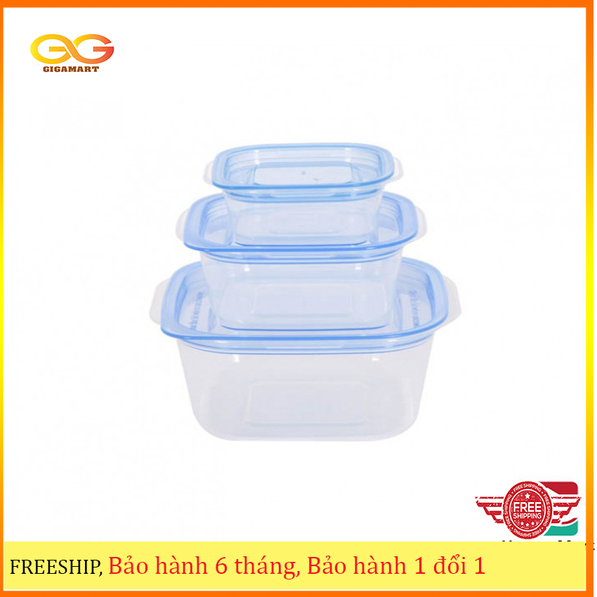 Bộ 3 hộp thực phẩm trong suốt song long 2721