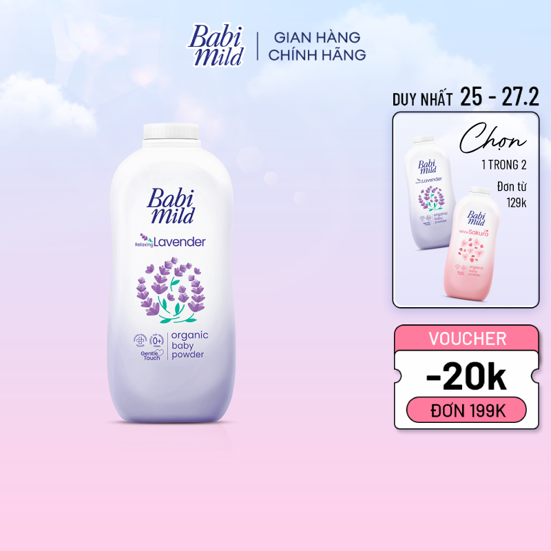 Phấn Thơm Trẻ Em Babi Mild Lavender Chai 350gram