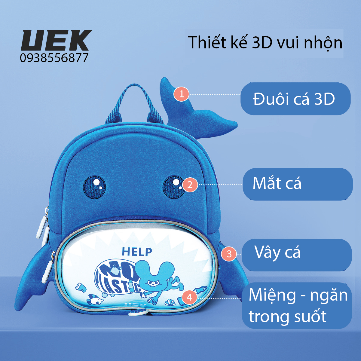 Balo Mẫu Giáo UEK 3D Chống Lạc