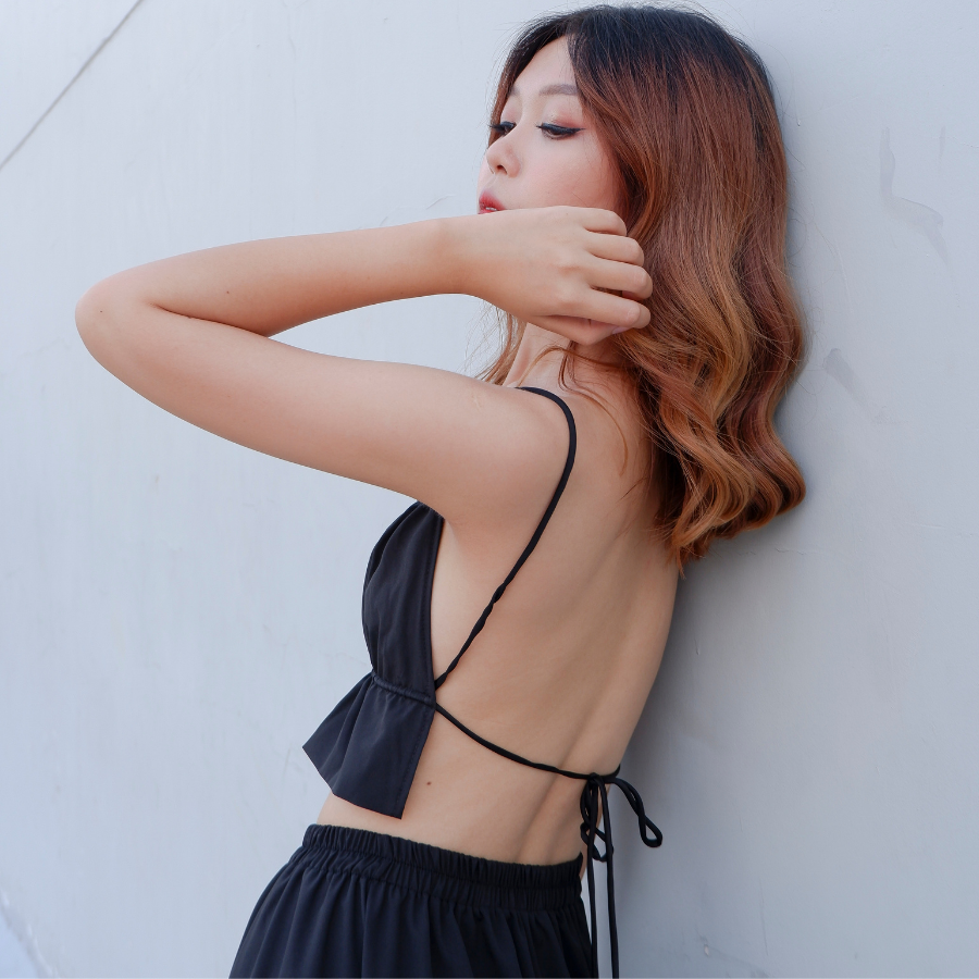 Croptop viền bèo dây lưng EXAC61EXISTS BEAUTY