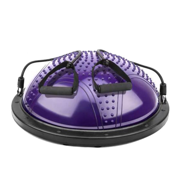Bóng Tập Yoga Bosu Thăng Bằng Có Gai Cỡ Lớn Đường Kính 58cm Nặng 6kg + Tặng Kèm 2 Dây Kéo Tay Và Bơm Bóng Mini