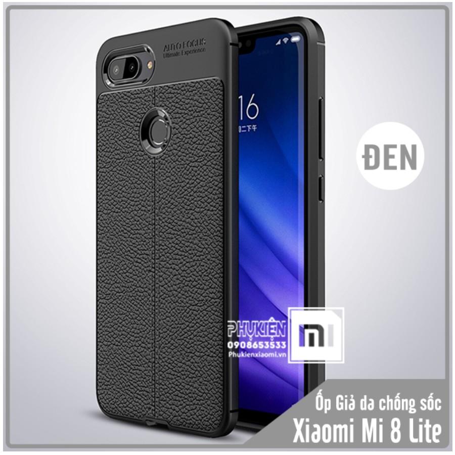 Ốp lưng Xiaomi Mi 8 Lite Giả da chống sốc Auto Focus