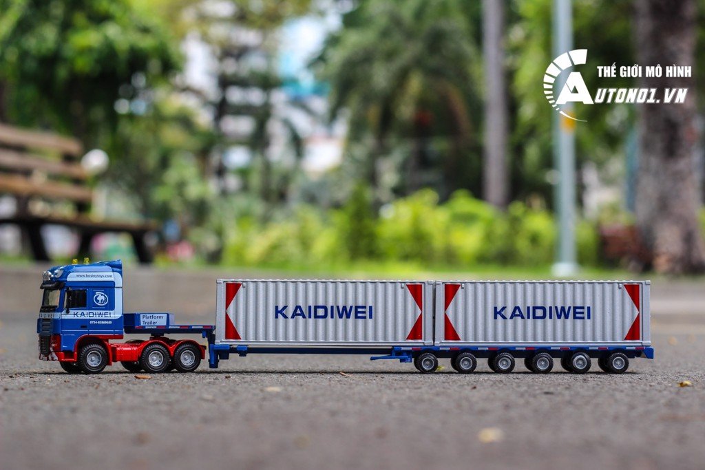 Mô hình xe container hạng nặng xanh 1:50 kaidiwei 6625