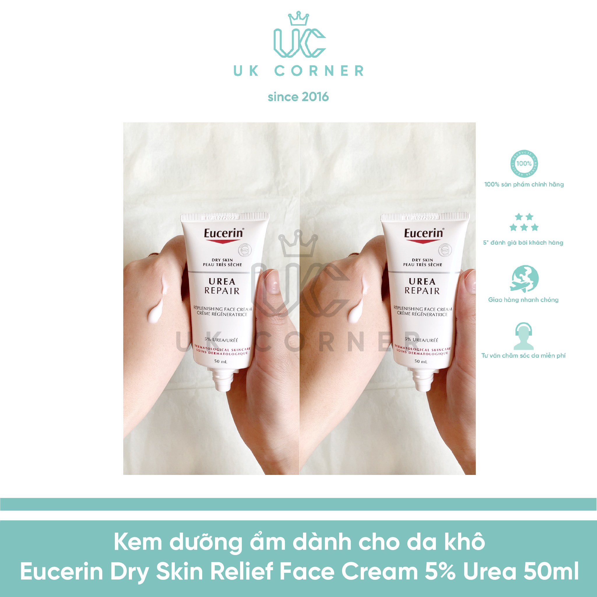 Kem dưỡng ẩm dành cho da khô Eucerin Dry Skin Relief Face Cream 5% Urea 50ml