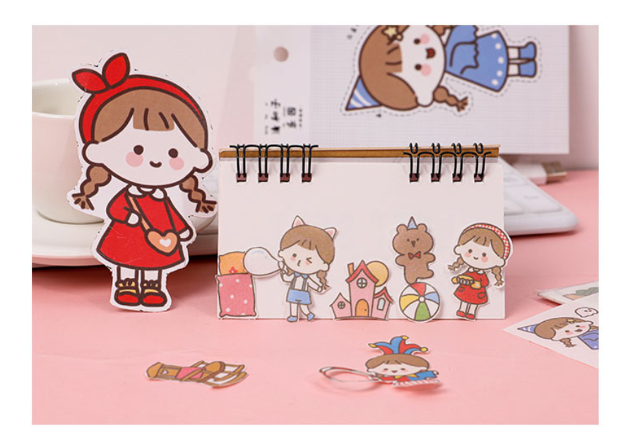[Có sẵn] Sticker Cô Gái decor trang trí bàn học, sổ nhật kí ( Set 4 tấm)