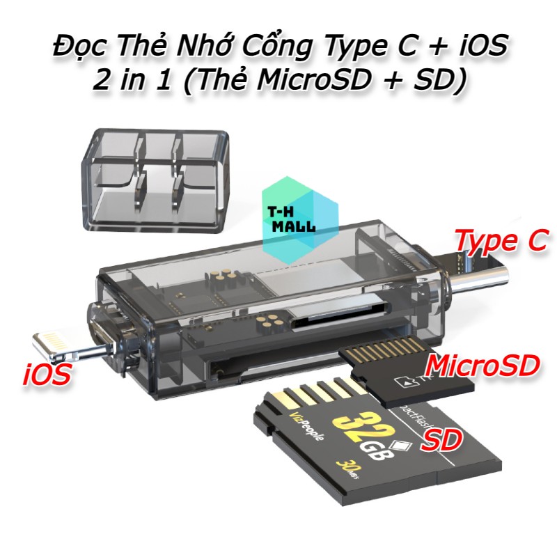 Đầu đọc thẻ nhớ 4 / 5 / 6 trong 1 chuyển đổi otg usb 3.0 micro sd tf cho loại type c / usb / micro usb 4 / 5 / 6 in 1