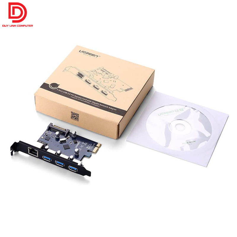 Card PCI Express to 3 USB 3.0 + Lan tốc độ 1000Mbps Ugreen 30775
