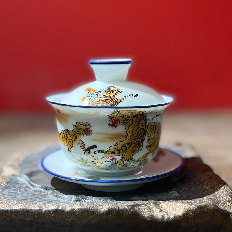 Chén Khải sứ trắng Bạch Định thấu quang 180 ml