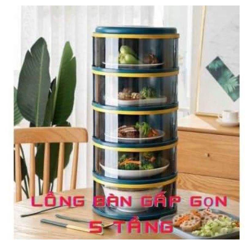 Lồng bàn bảo quản thức ăn 5 tầng xếp gọn