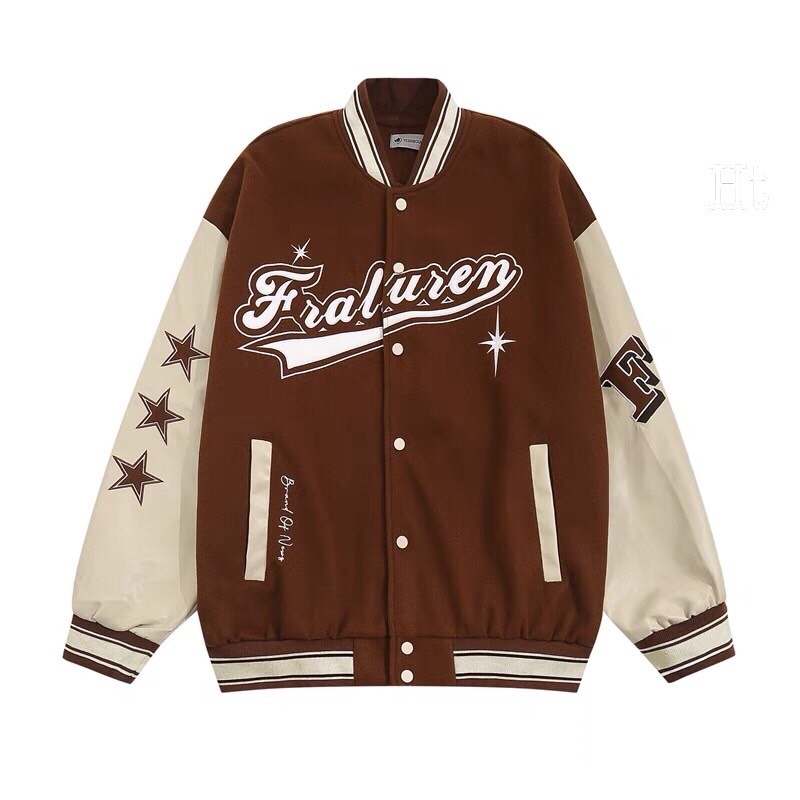 Áo khoác Bomber nỉ cotton in chữ Fralu phối tay bo dệt hàng hót 2023 BHf
