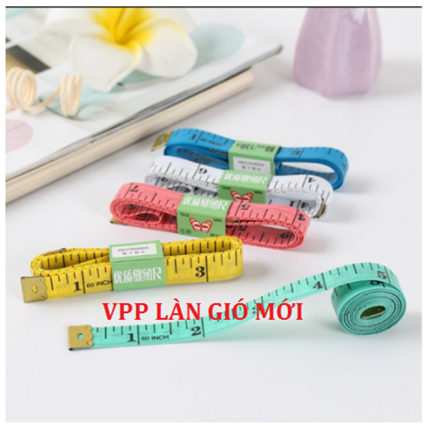 Thước Dây Mềm  Đo Vòng Bụng Eo 3 Vòng Kiểm Tra Sức Khỏe 1.5 Mét - Đo Quần Áo - Thước dây đo 150cm - nhỏ gọn dễ sử dụng VPP Làn Gió Mới