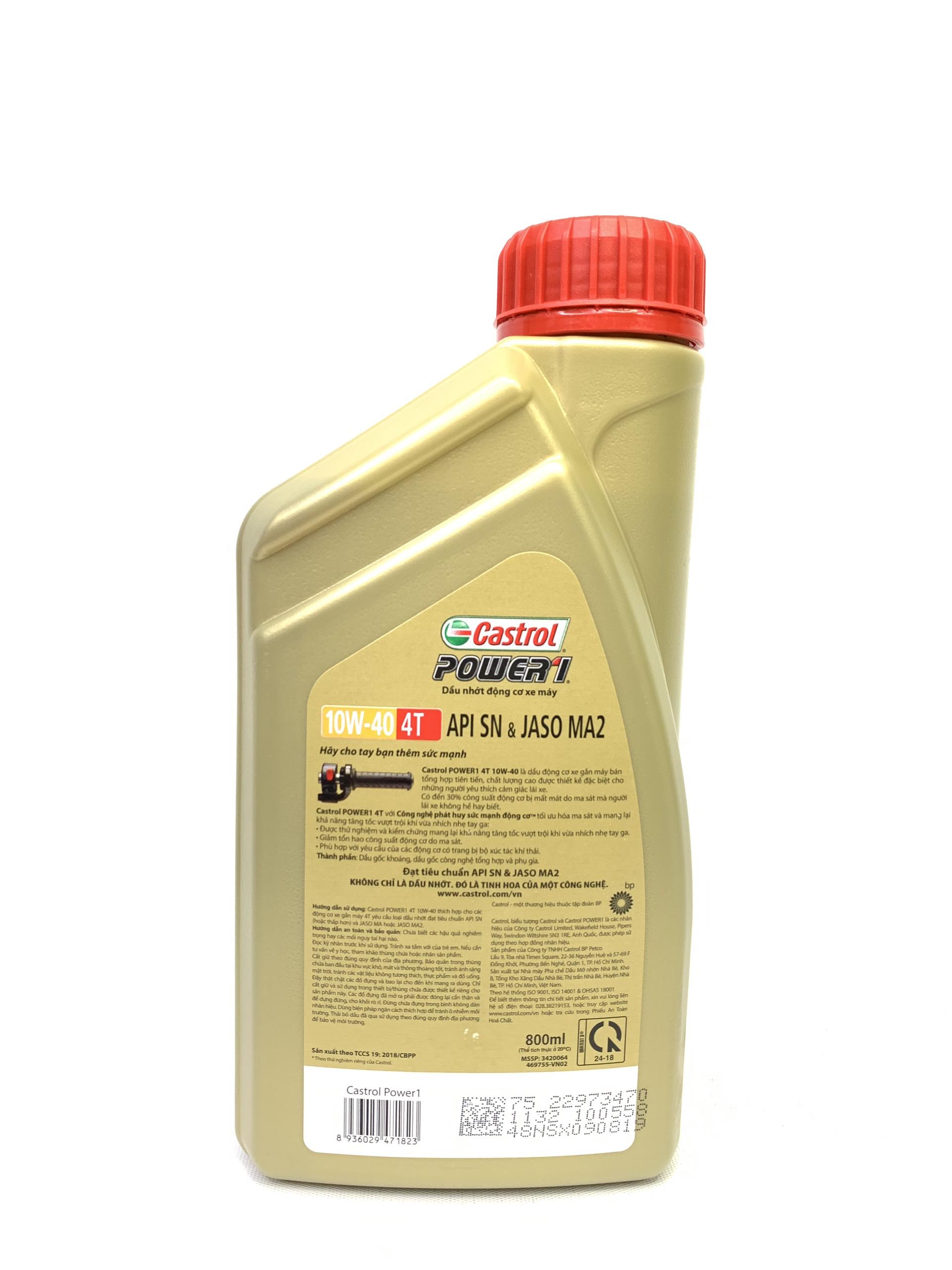 [HCM]Nhớt xe số CASTROL POWER 1 4T 10W40 800ml