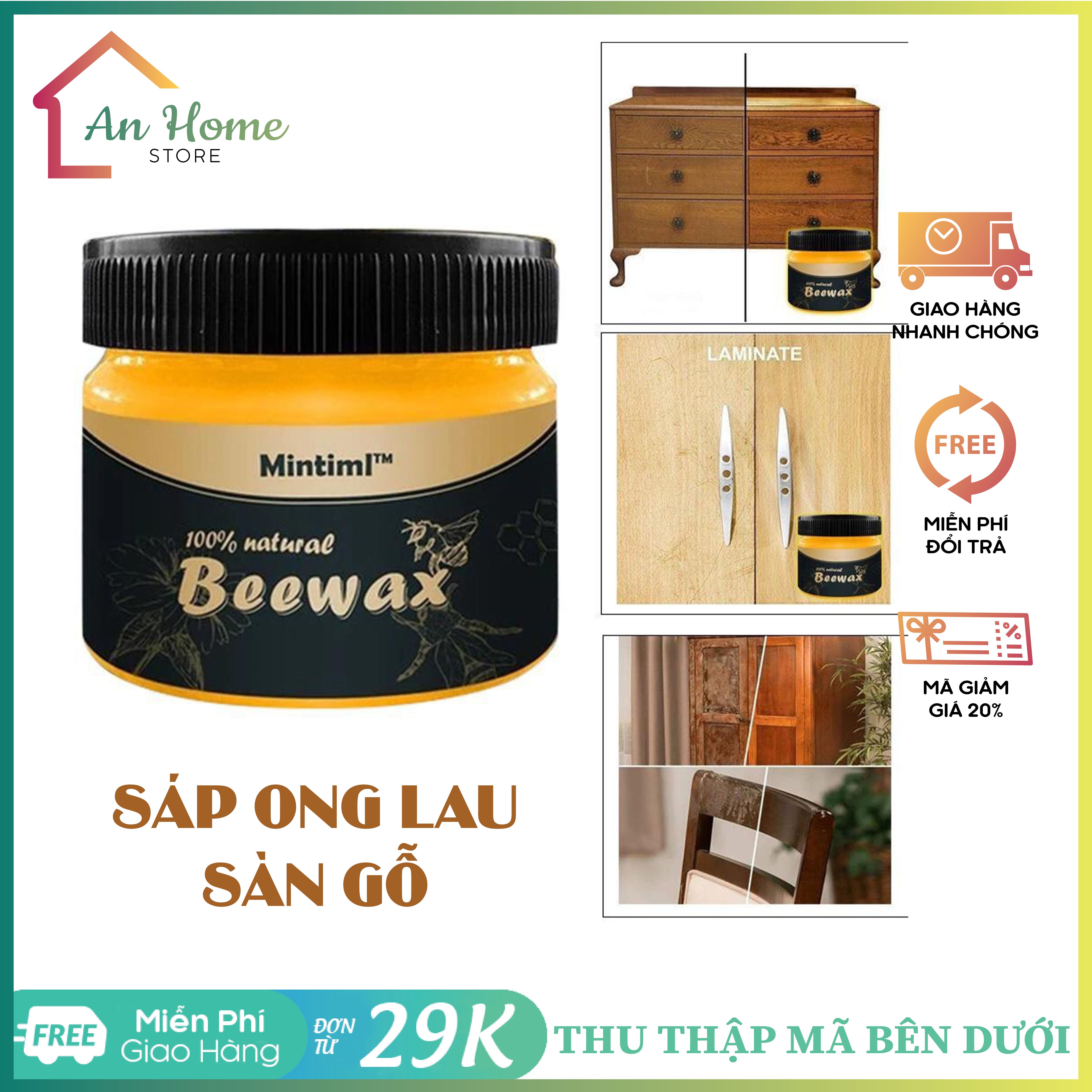 Sáp ong beewax đánh bóng sàn gỗ đồ gỗ -hộp sáp ong beewax chăm sóc, lau chùi nội thất gỗ - sàn gỗ