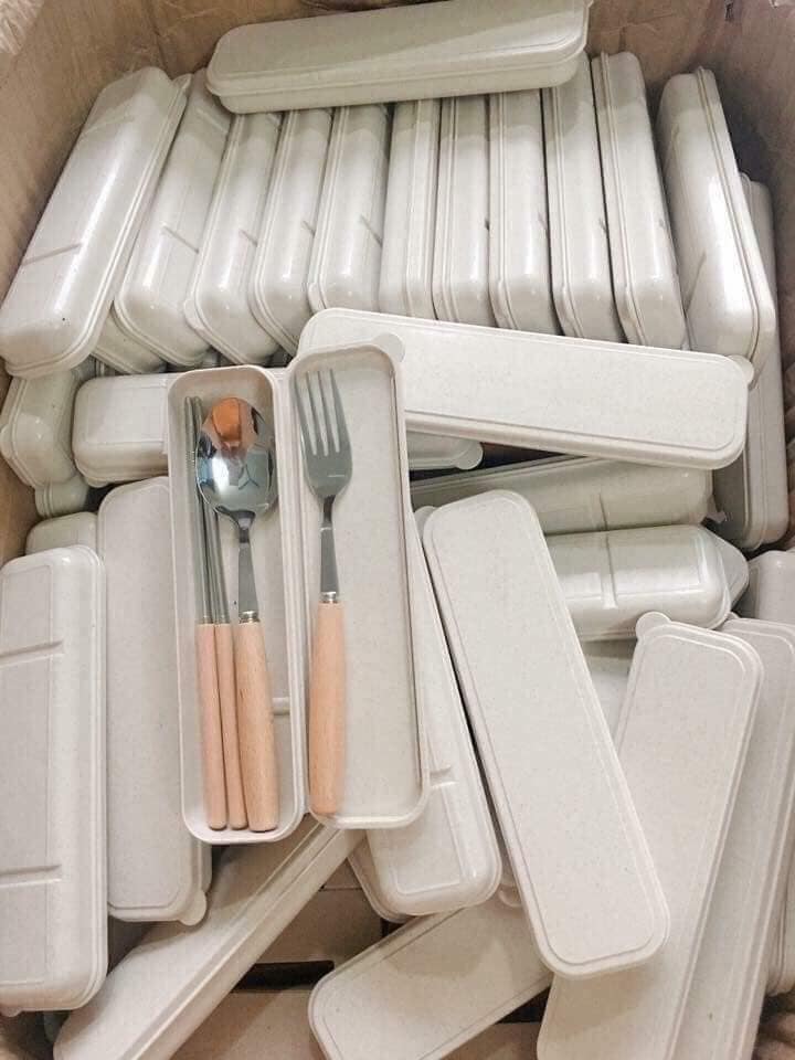 Bộ thìa đũa lúa mạch cán gỗ